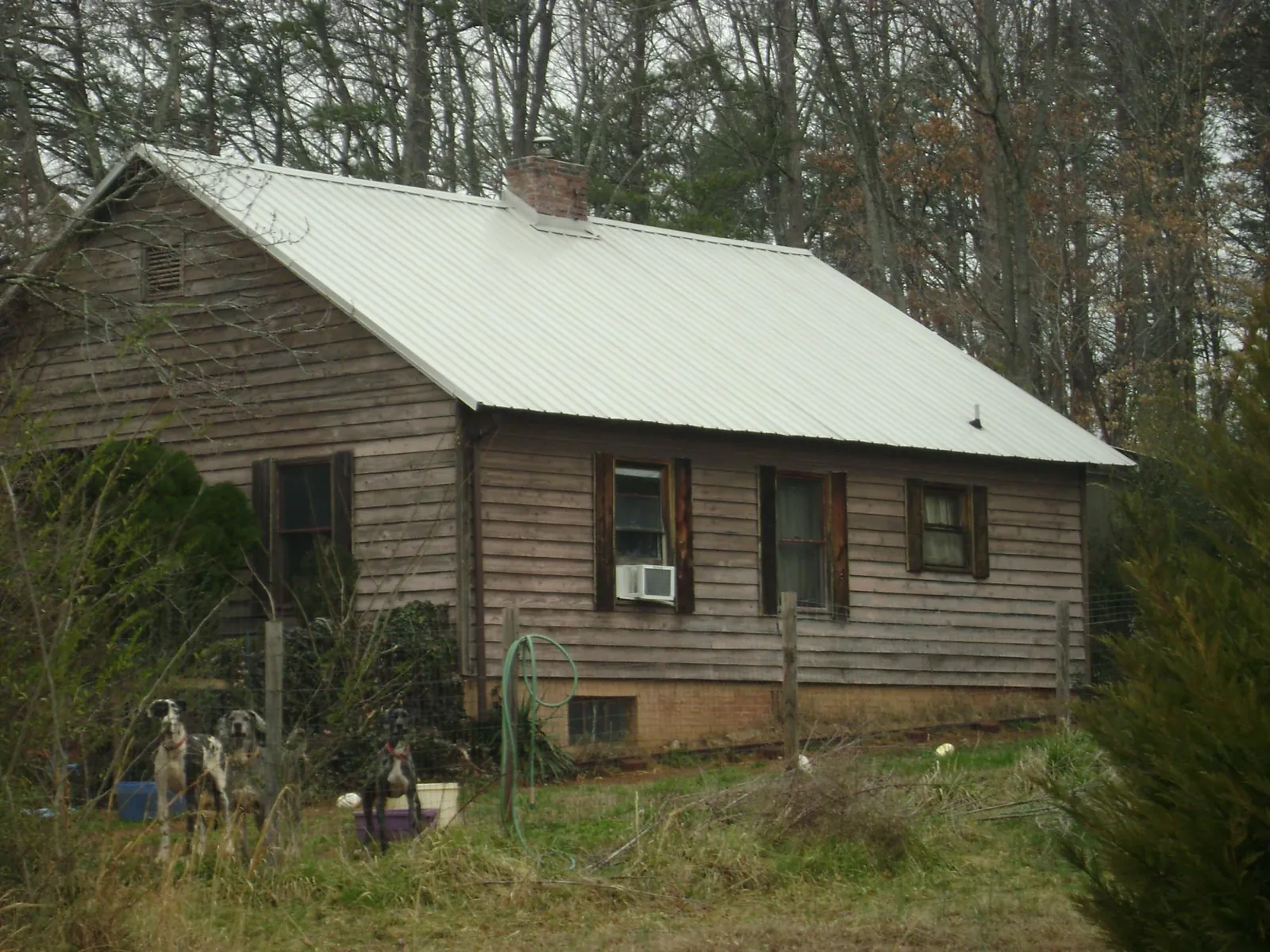 White metal roof on an old wood sided farmhouse, from a Asphalt Shingle Roof Repair job in Park Forest